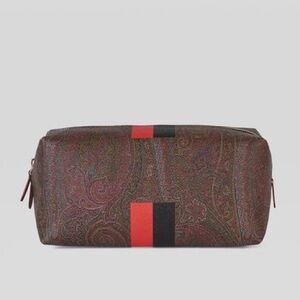 AC MILAN X ETRO NWT $215 Classic Brown Arnica Paisley travel pouch bag makeup